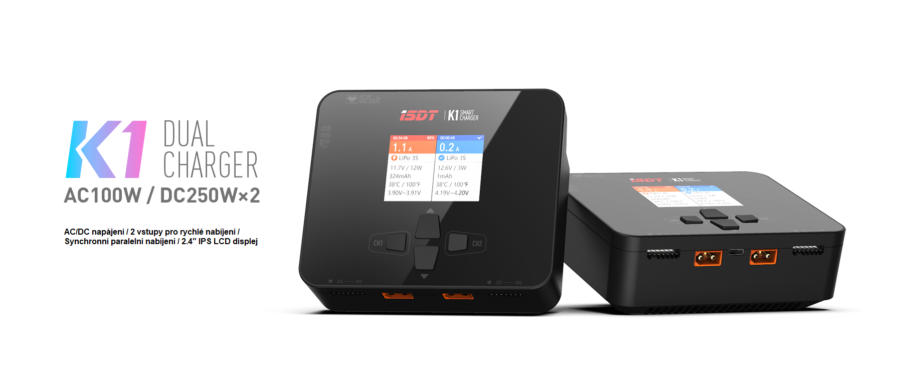 iSDT K1 DC 250W / AC 100W duální nabíječ