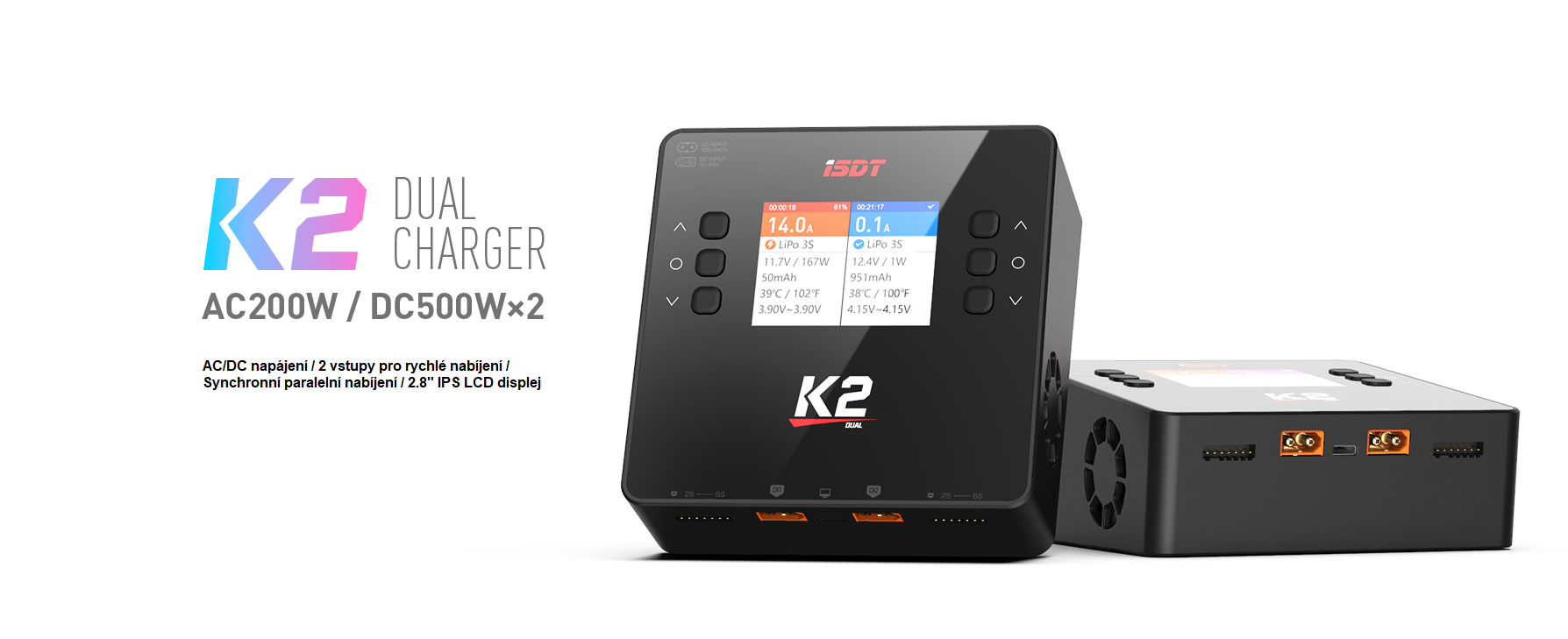 iSDT K2 DC 500W / AC 200W duální nabíječ