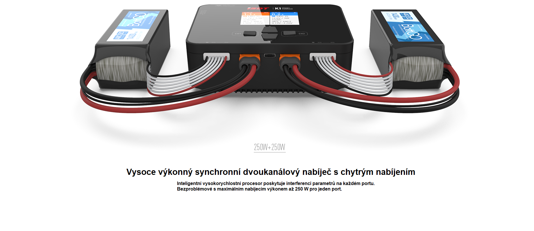 iSDT K1 DC 250W / AC 100W duální nabíječ