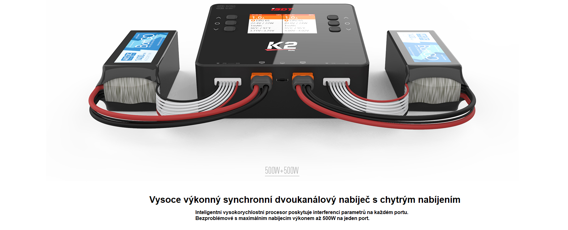 iSDT K2 DC 500W / AC 200W duální nabíječ