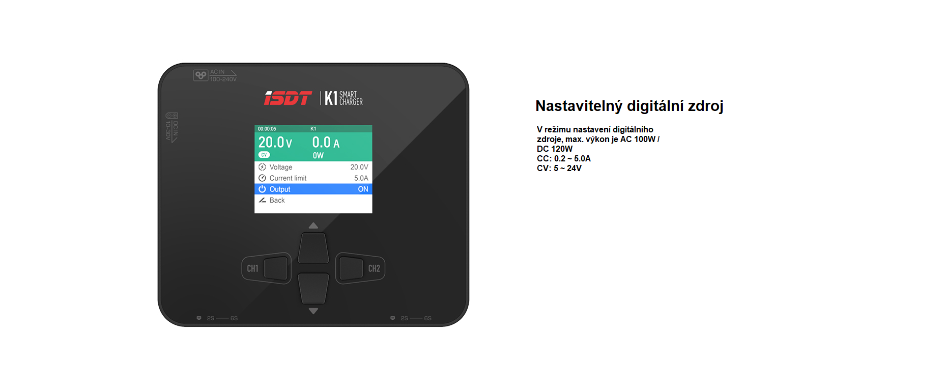 iSDT K1 DC 250W / AC 100W duální nabíječ