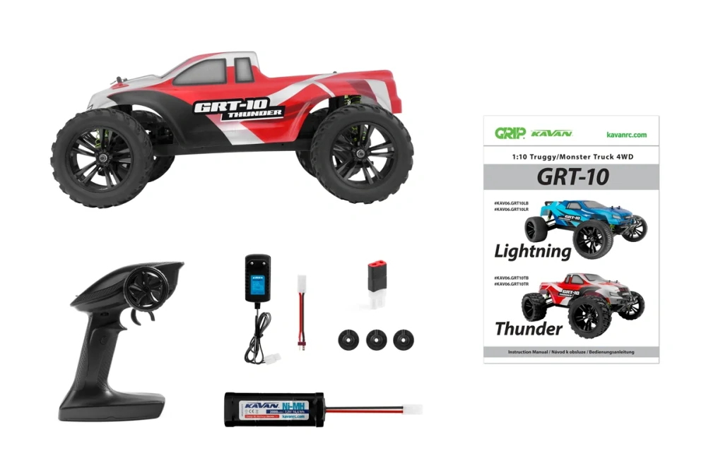 KAVAN GRT-10 Thunder 2,4 GHz 4WD Monster Truck 1:10 - Červený - RTR